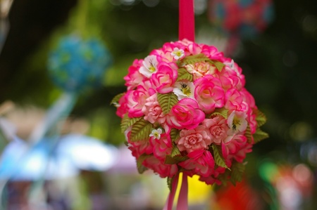 artificial flower made of cloth for decorationの写真素材