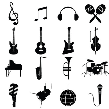music instruments vector include guitar, cello, piano, drums のイラスト素材