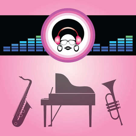 afro lady listen soft music vectorのイラスト素材