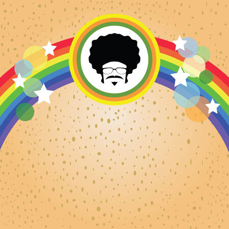 afro man and rainbow on colorful retro conceptのイラスト素材