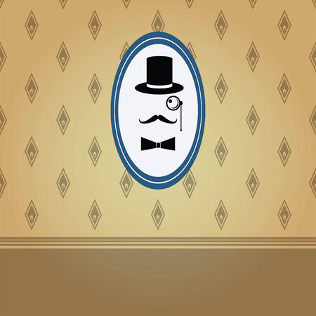 gentleman graphic on the vintage wallpaper のイラスト素材