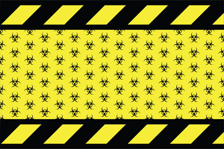 Warning sign for bio hazard on the yellow backgroundのイラスト素材