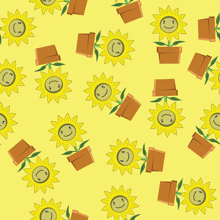 seamless background of cartoon sunflower のイラスト素材