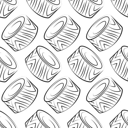 Vector seamless pattern with Philadelphia maki rolls, sushi. Beautiful food design elements. Linear texture.のイラスト素材