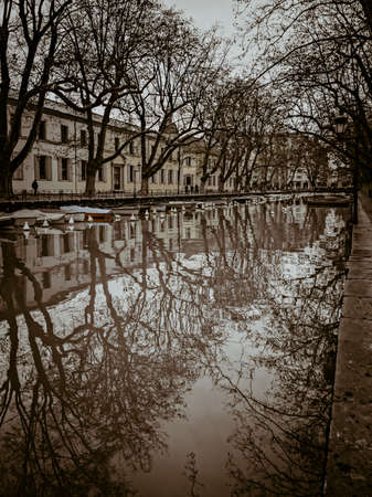 The boat dock in the Canal du Vasse in Annecyの写真素材