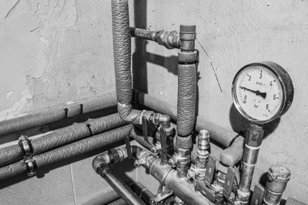 Distributor in the central heating system at homeの写真素材