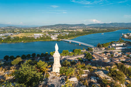Le Pouzin and the view near the Blessed Virginの写真素材