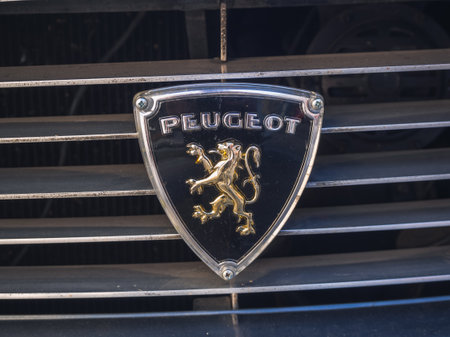 Loriol sur Drome, France - 17 September, 2022: Vintage black Peugeot 404, on the street. Classic car exhibition in Loriol sur Drome, France.のeditorial素材