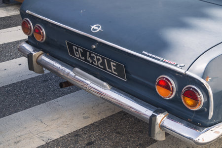 Loriol sur Drome, France - September 17, 2022: Vintage Opel Rekord 1900 coupe on the street. Classic...