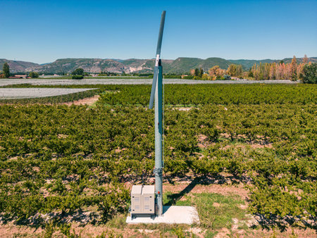 Wind machine - Solid fuel-powered anti-freeze system using air mixing to protect plants, trees and farmland against spring frostsの写真素材