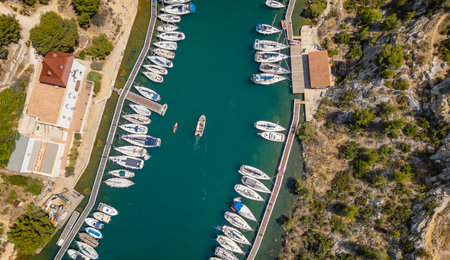 Aerial View of the Picturesque Calanque de Port-Miou Marina near Cassis, France – A Hidden Gem on...