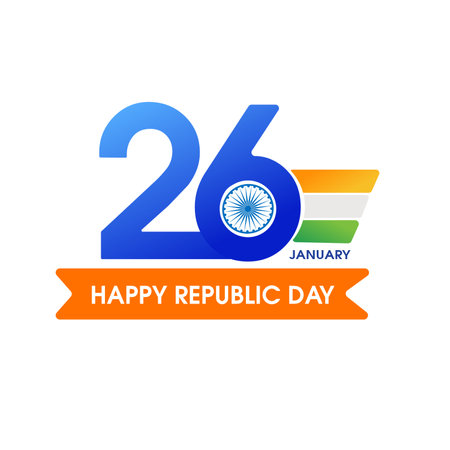 Happy Republic day in India, 26 Januaryのイラスト素材