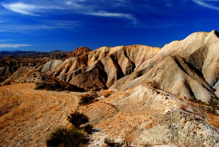 deep blue sky over desertの写真素材