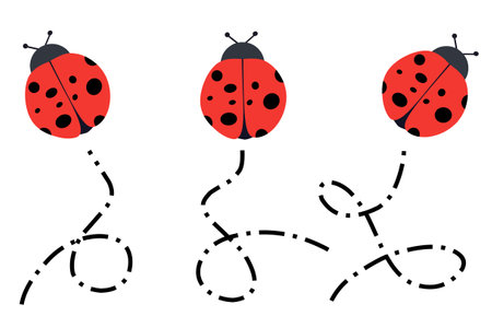 Ladybug on a white background. Set of ladybugs. Vector illustrationのイラスト素材