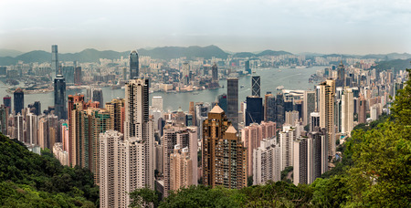 Victoria Harbour, Hong Kong, shot from the Peak.の写真素材