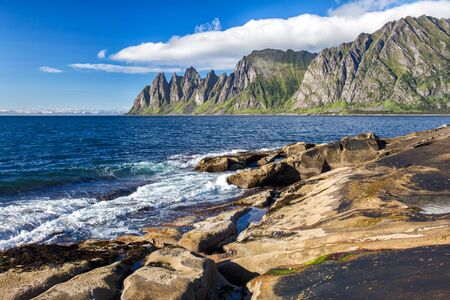 View to Mefjord on Senja island, Troms, Norwayの写真素材