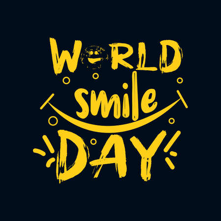World smile day. Hand drawn typography poster design. Premium Vector.のイラスト素材
