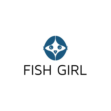 Fish Girl Logo Template.のイラスト素材