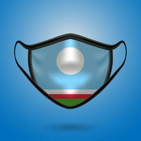 Realistic Protective Medical Mask with National Flag of Sakha Republic. Health care and medical concept With the flag. Vector illustration.のイラスト素材