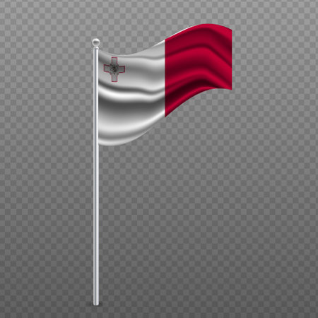 Malta waving flag on metal pole. Vector illustration.のイラスト素材