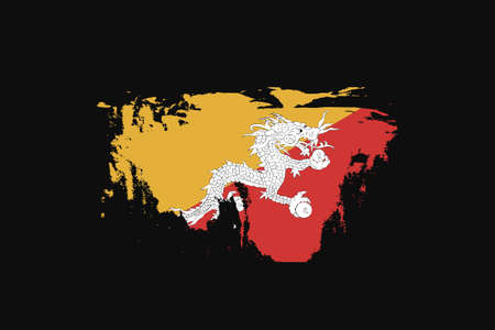 Grunge Style Flag of the Bhutan. It will be used t-shirt graphics, print, poster and Background.のイラスト素材