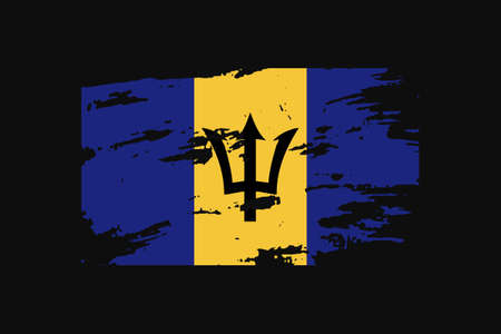 Grunge Style Flag of the Barbados. It will be used t-shirt graphics, print, poster and Background.のイラスト素材