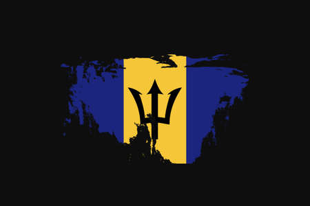 Grunge Style Flag of the Barbados. It will be used t-shirt graphics, print, poster and Background.のイラスト素材