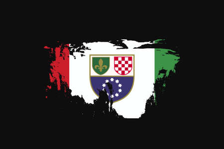 Grunge Style Flag of the Bosnia and Herzegovina Federation Of. It will be used t-shirt graphics, print, poster and Background.のイラスト素材