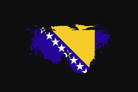 Grunge Style Flag of the Bosnia and Herzegovina. It will be used t-shirt graphics, print, poster and Background.のイラスト素材