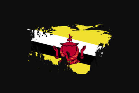 Grunge Style Flag of the Brunei. It will be used t-shirt graphics, print, poster and Background.のイラスト素材