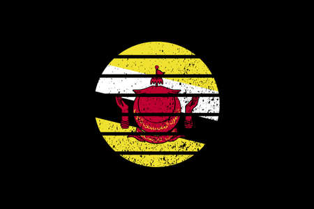 Grunge Style Flag of the Brunei. It will be used t-shirt graphics, print, poster and Background.のイラスト素材