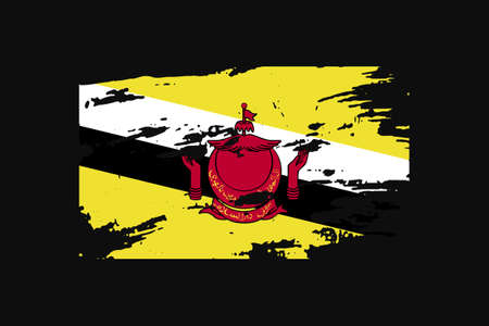 Grunge Style Flag of the Brunei. It will be used t-shirt graphics, print, poster and Background.のイラスト素材