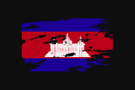 Grunge Style Flag of the Cambodia. It will be used t-shirt graphics, print, poster and Background.のイラスト素材