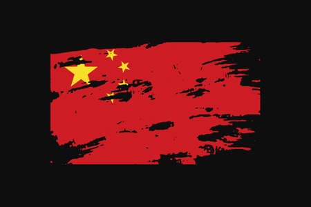 Grunge Style Flag of the China. It will be used t-shirt graphics, print, poster and Background.のイラスト素材