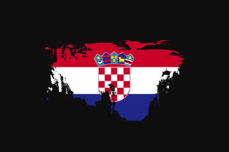 Grunge Style Flag of the Croatia. It will be used t-shirt graphics, print, poster and Background.のイラスト素材