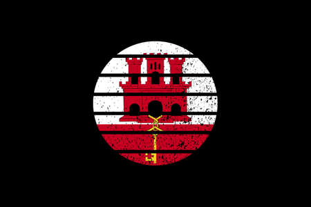 Grunge Style Flag of the Gibraltar. It will be used t-shirt graphics, print, poster and Background.のイラスト素材