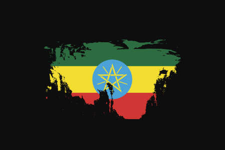 Grunge Style Flag of the Ethiopia. It will be used t-shirt graphics, print, poster and Background.のイラスト素材