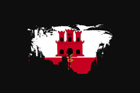 Grunge Style Flag of the Gibraltar. It will be used t-shirt graphics, print, poster and Background.のイラスト素材