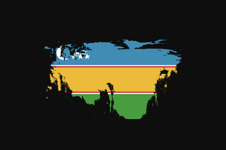 Grunge Style Flag of the Karakalpakstan. It will be used t-shirt graphics, print, poster and Background.のイラスト素材