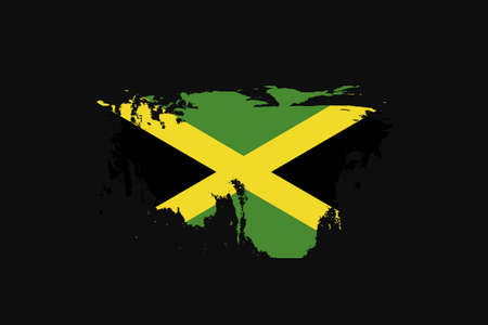 Grunge Style Flag of the Jamaica. It will be used t-shirt graphics, print, poster and Background.のイラスト素材
