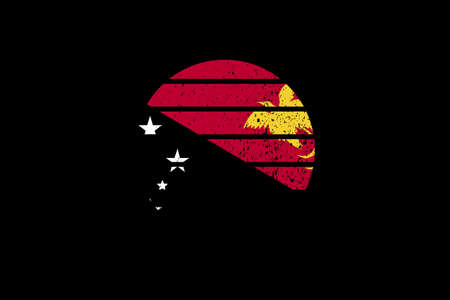 Grunge Style Flag of the Papua New Guinea. It will be used t-shirt graphics, print, poster and Background.のイラスト素材
