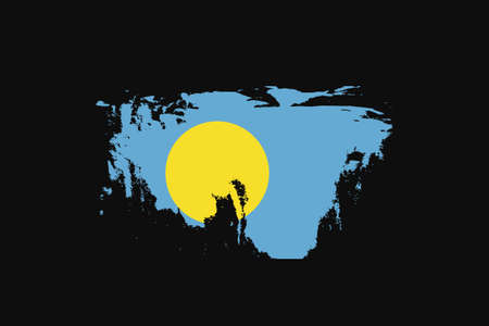 Grunge Style Flag of the Palau. It will be used t-shirt graphics, print, poster and Background.のイラスト素材