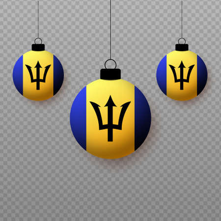 Realistic Barbados Flag with flying light balloons. Decorative elements for national holidays.のイラスト素材