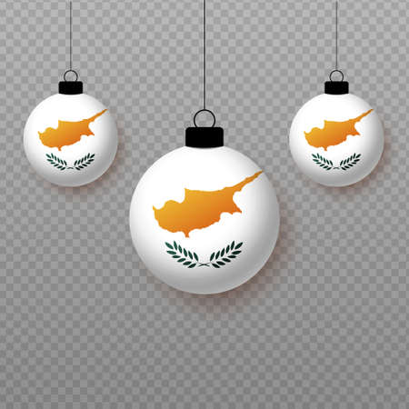 Realistic Cyprus Flag with flying light balloons. Decorative elements for national holidays.のイラスト素材