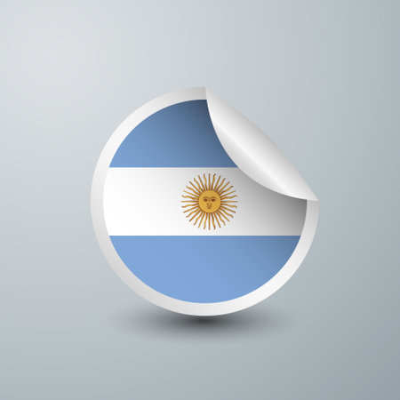 Argentina Flag with Sticker Design isolated on white background. Vector illustration for Label, round tag and advertising designのイラスト素材