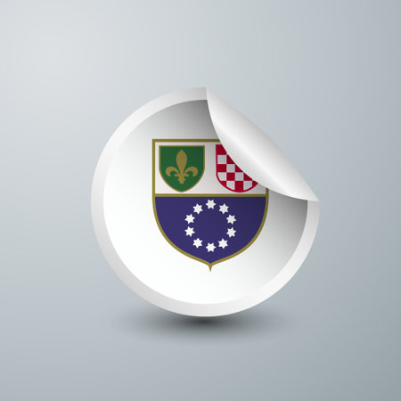 Bosnia and Herzegovina Federation Of Flag with Sticker Design isolated on white background. Vector illustration for Label, round tag and advertising designのイラスト素材