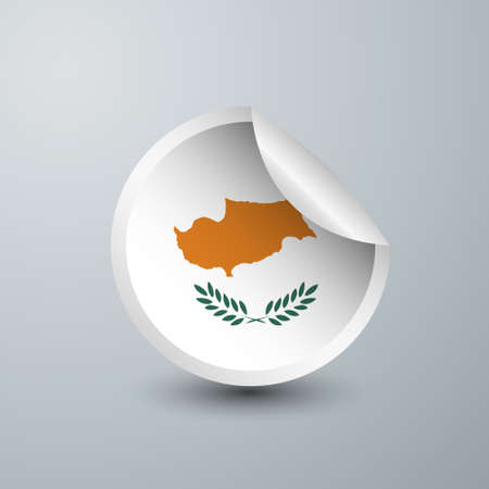 Cyprus Flag with Sticker Design isolated on white background. Vector illustration for Label, round tag and advertising designのイラスト素材