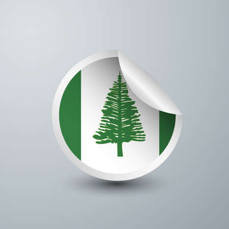 Norfolk Island Flag with Sticker Design isolated on white background. Vector illustration for Label, round tag and advertising designのイラスト素材