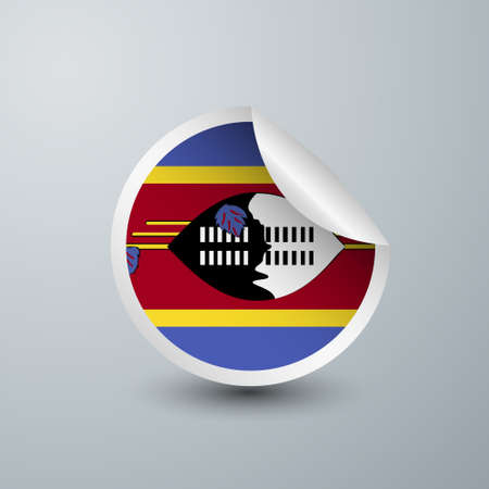 Swaziland Flag with Sticker Design isolated on white background. Vector illustration for Label, round tag and advertising designのイラスト素材