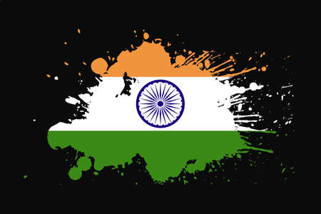India Flag With Grunge Effect Design. It will be used t-shirt graphics, print, poster and Background.のイラスト素材